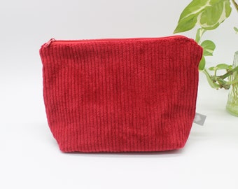 Kosmetiktasche Cord Rot Handmade Unikat Universaltasche USA Reisen Geschenkidee