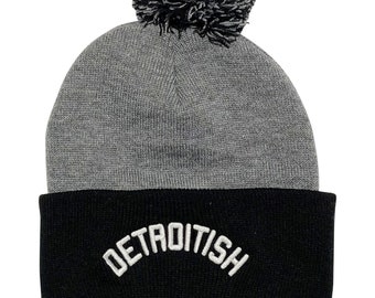 Detroitish Pom Beanie - Grey/Black