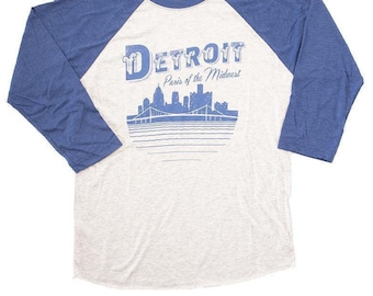 Detroit Paris of the Midwest 3/4 Sleeve Raglan Baseball T-Shirt