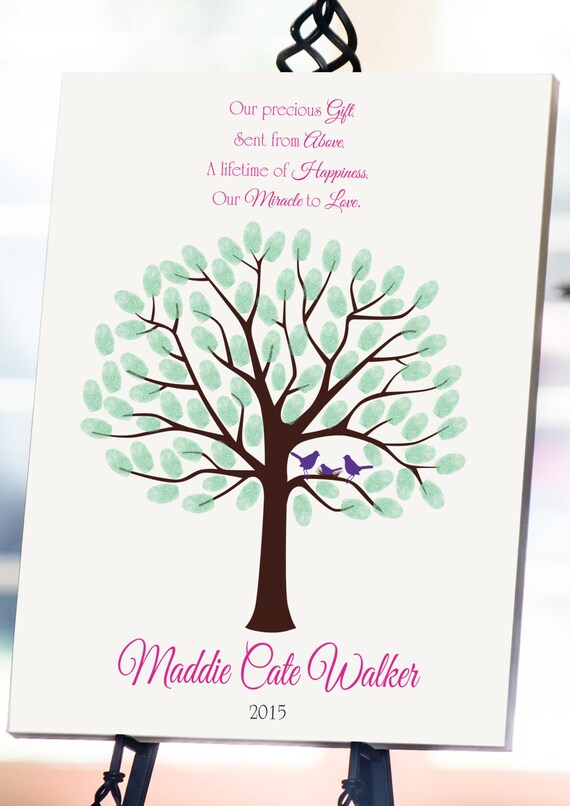 Baby Shower Fingerprint Tree 8x10 Guest Book Image 0