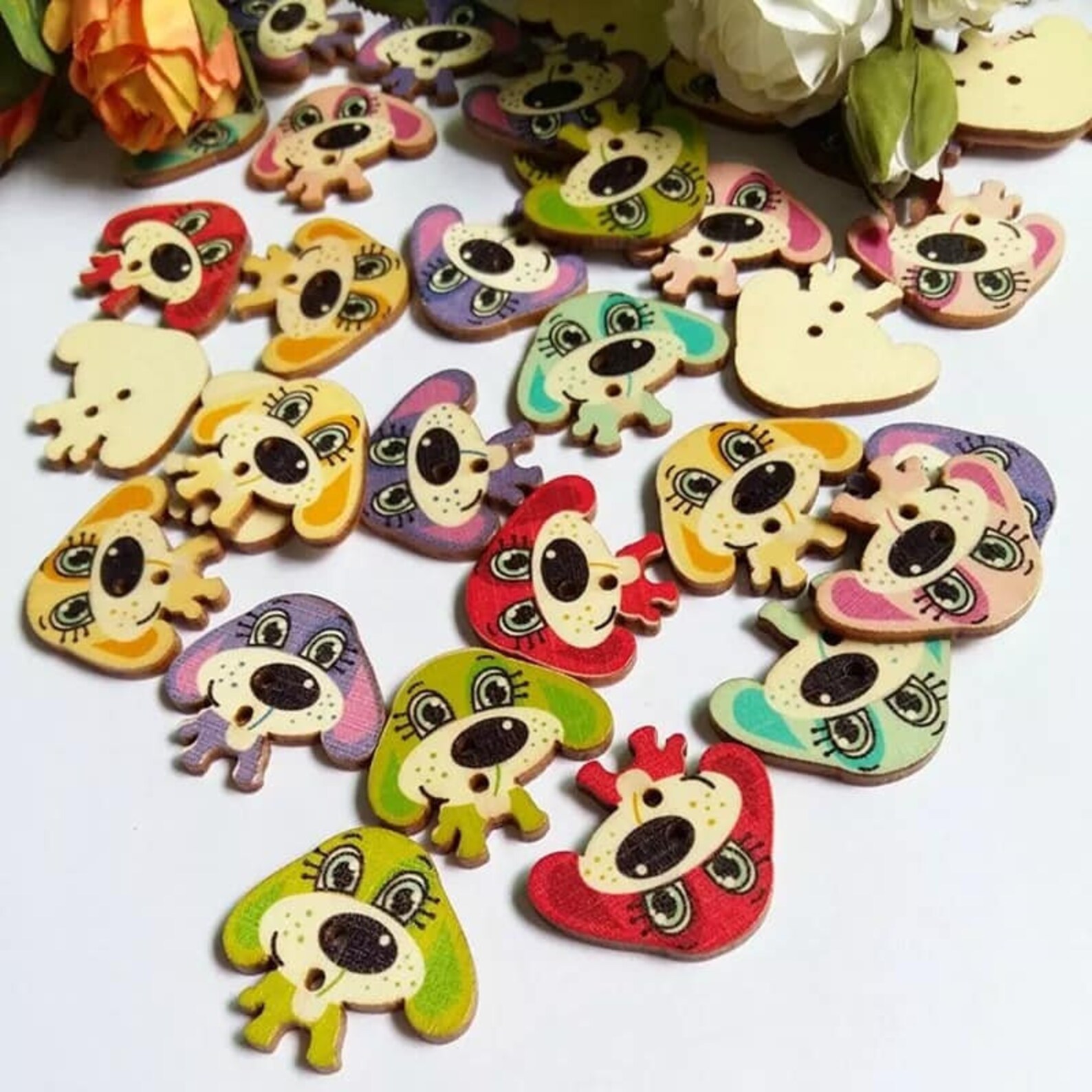 Dogs Buttons 6 Pieces Etsy