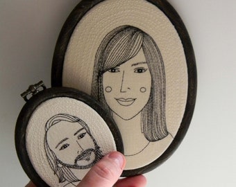 Embroidery Portrait, Custom Family Embroidered Portrait,  Mother's Day Personalized Portrait Gift