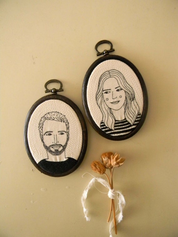 Custom portrait long distance relashionship gift Custom Wedding Anniversary Gift Embroidery Portraits