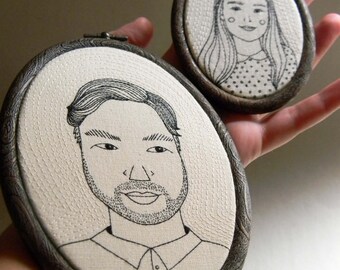 Father and Daughter Portraits, Custom Embroidery Portrait, Family Portraits,Mothers Day Personalized Gift,Father's Day Gifts by polykatoikia