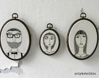 Custom Embroidery Family Portrait, Personalized Portraits, Custom Made Housewarming, Wedding, Anniversary Gift, Hand Stitched Portrait Art