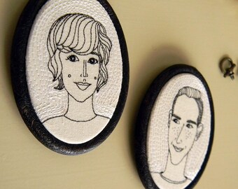 Custom Portraits, Hand Embroidered Portrait, Couple Portrait, Hoop Art Portrait, Housewarming, Birthday, Anniversary, Custom Special Gift