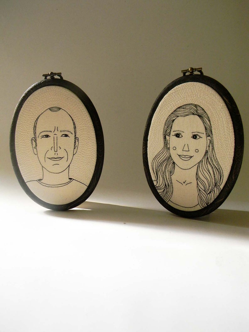 Custom portrait long distance relashionship gift Custom Wedding Anniversary Gift Embroidery Portraits