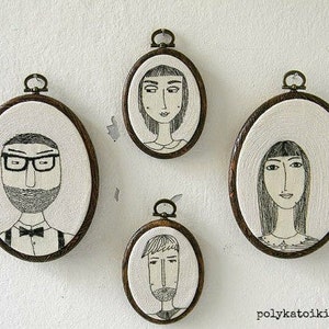 Family portrait embroidery, custom children portraits, custom couple portrait embroidered portrait artwork, wedding anniversary holiday gift