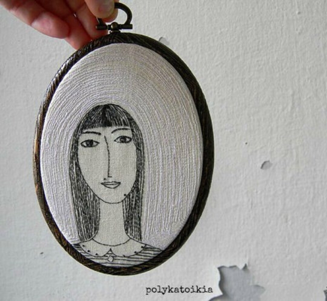 Personalized Portrait, Hand Stitched Portrait, Custom Made Embroidered