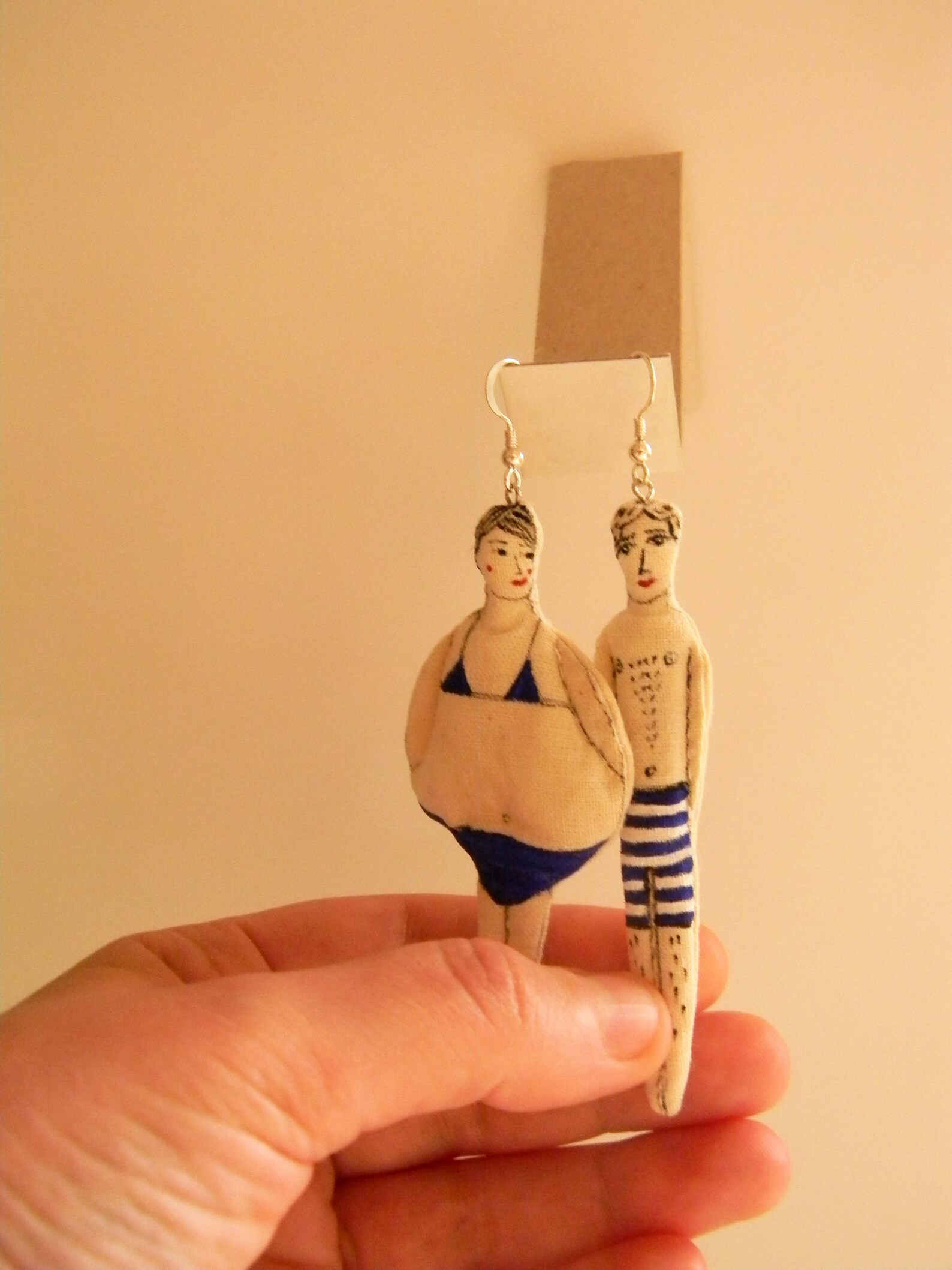 Swimmers Textile Earrings Set of 2 Handpainted Earrings Etsy