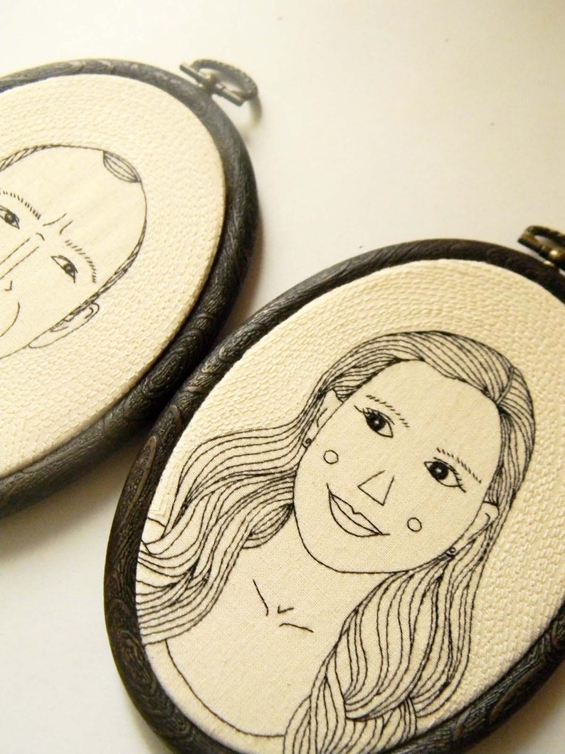 Custom portrait long distance relashionship gift Custom Wedding Anniversary Gift Embroidery Portraits