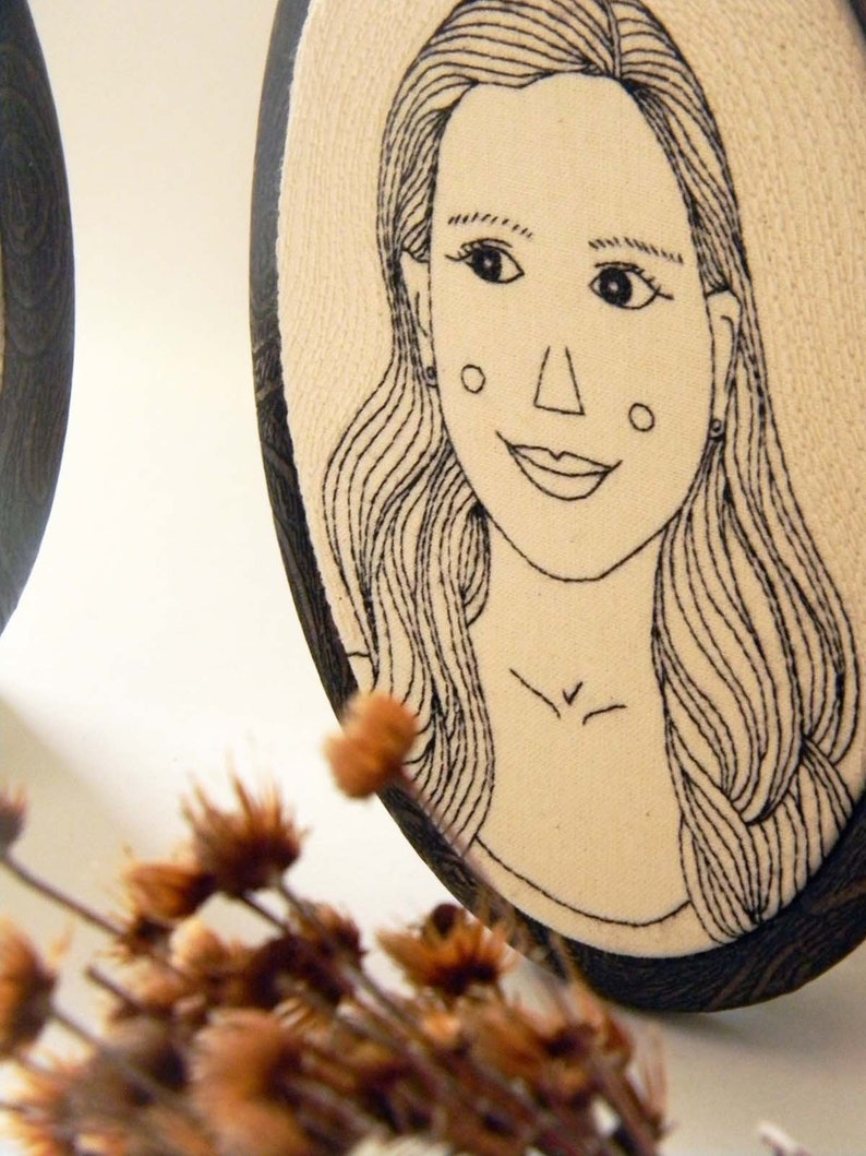 Custom portrait long distance relashionship gift Custom Wedding Anniversary Gift Embroidery Portraits