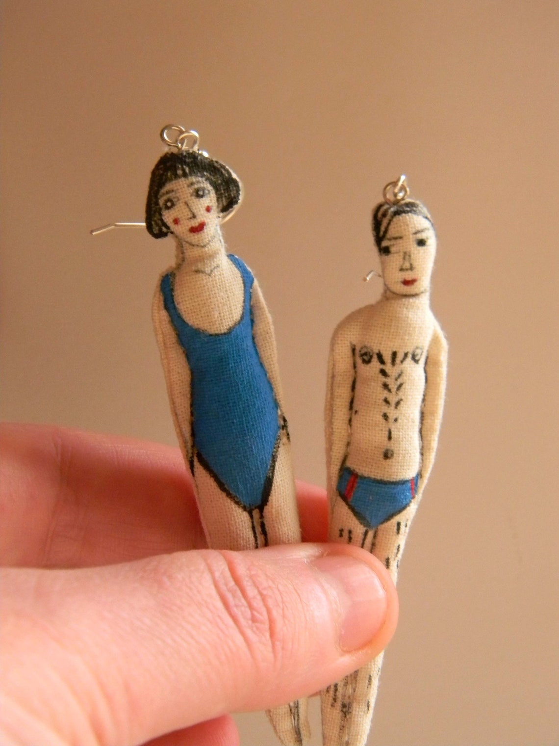 Swimmers Earrings Set of 2 Hand Painted Earrings Inspired by Etsy