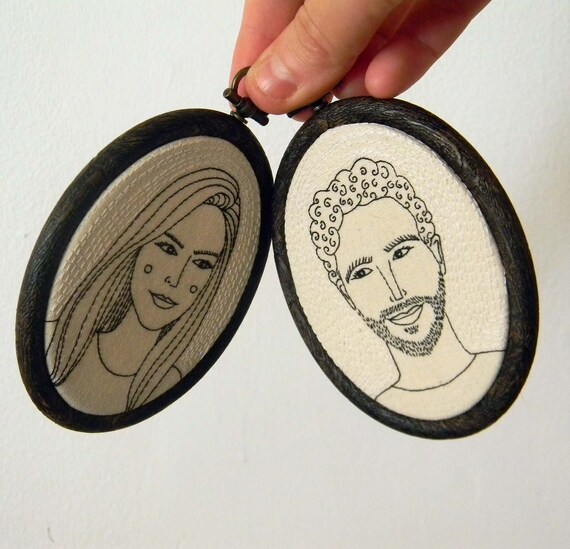 Custom portrait long distance relashionship gift Custom Wedding Anniversary Gift Embroidery Portraits