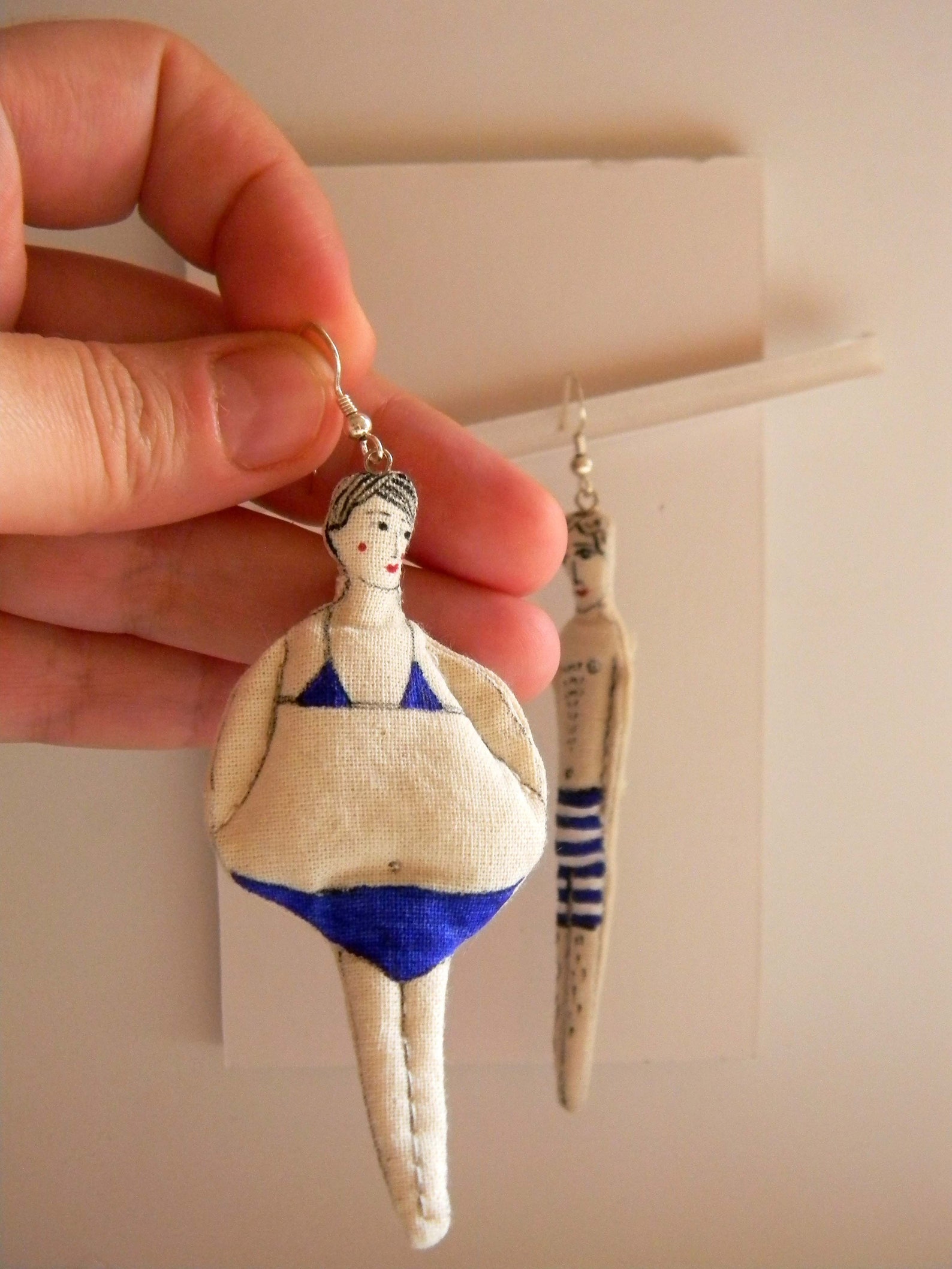 Swimmers Textile Earrings Set of 2 Handpainted Earrings Etsy
