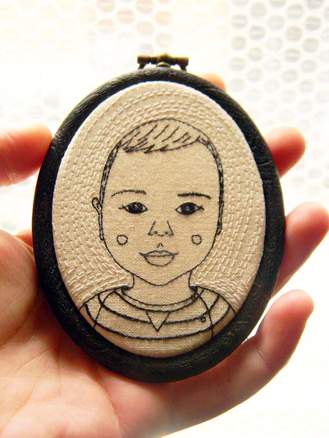 Custom Portrait // Personalized Portrait // Embroidery Hoop Art // Hand ...