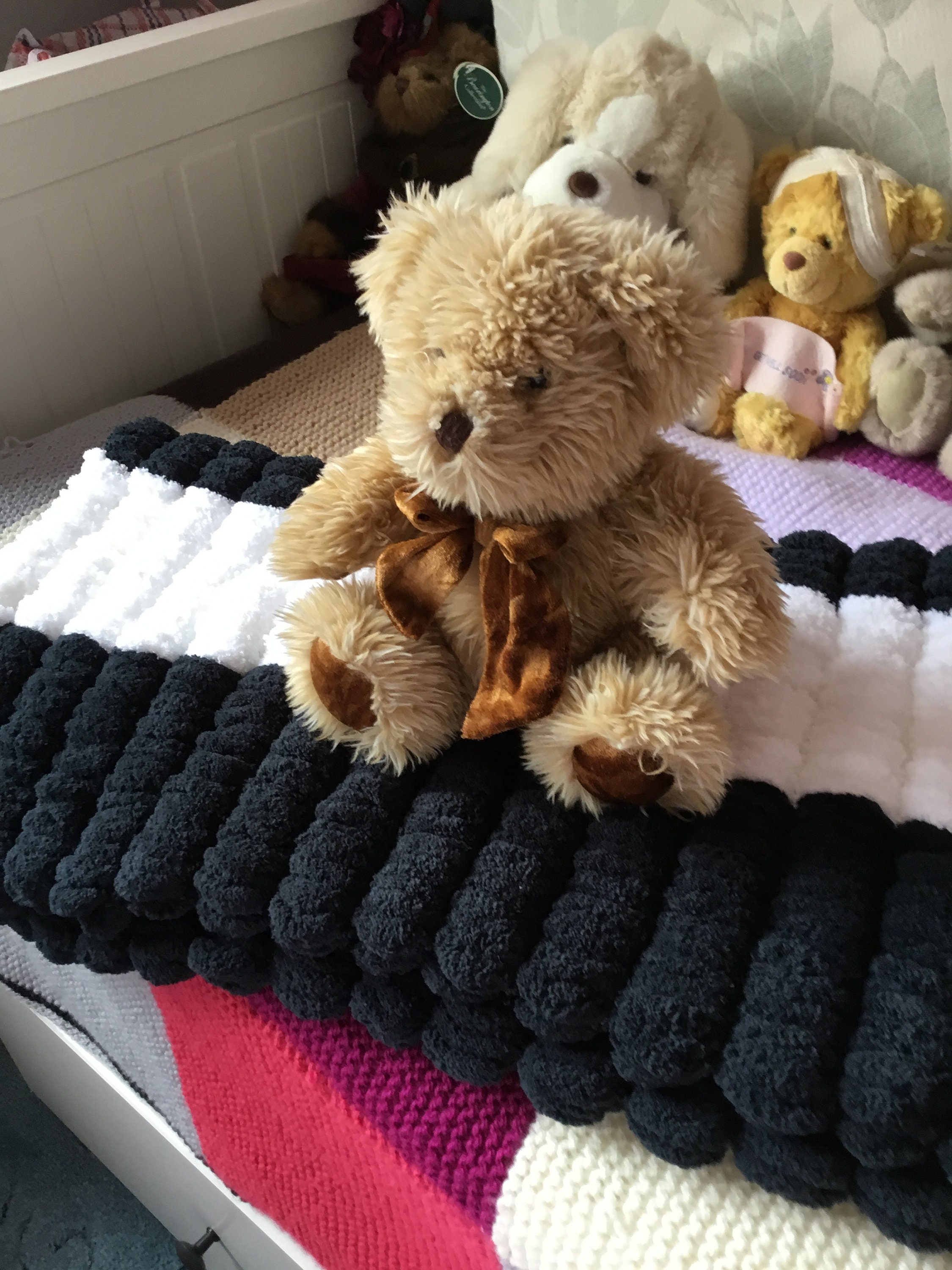 Reduced Price Black n White Pom Pom Marshmallow Blanket Etsy