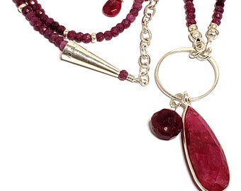 Ruby Dangle Pendant Necklace