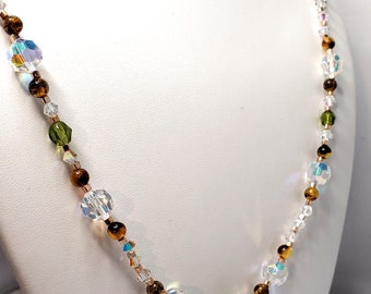 Baltic Stone and Swarovski Olivine Necklace