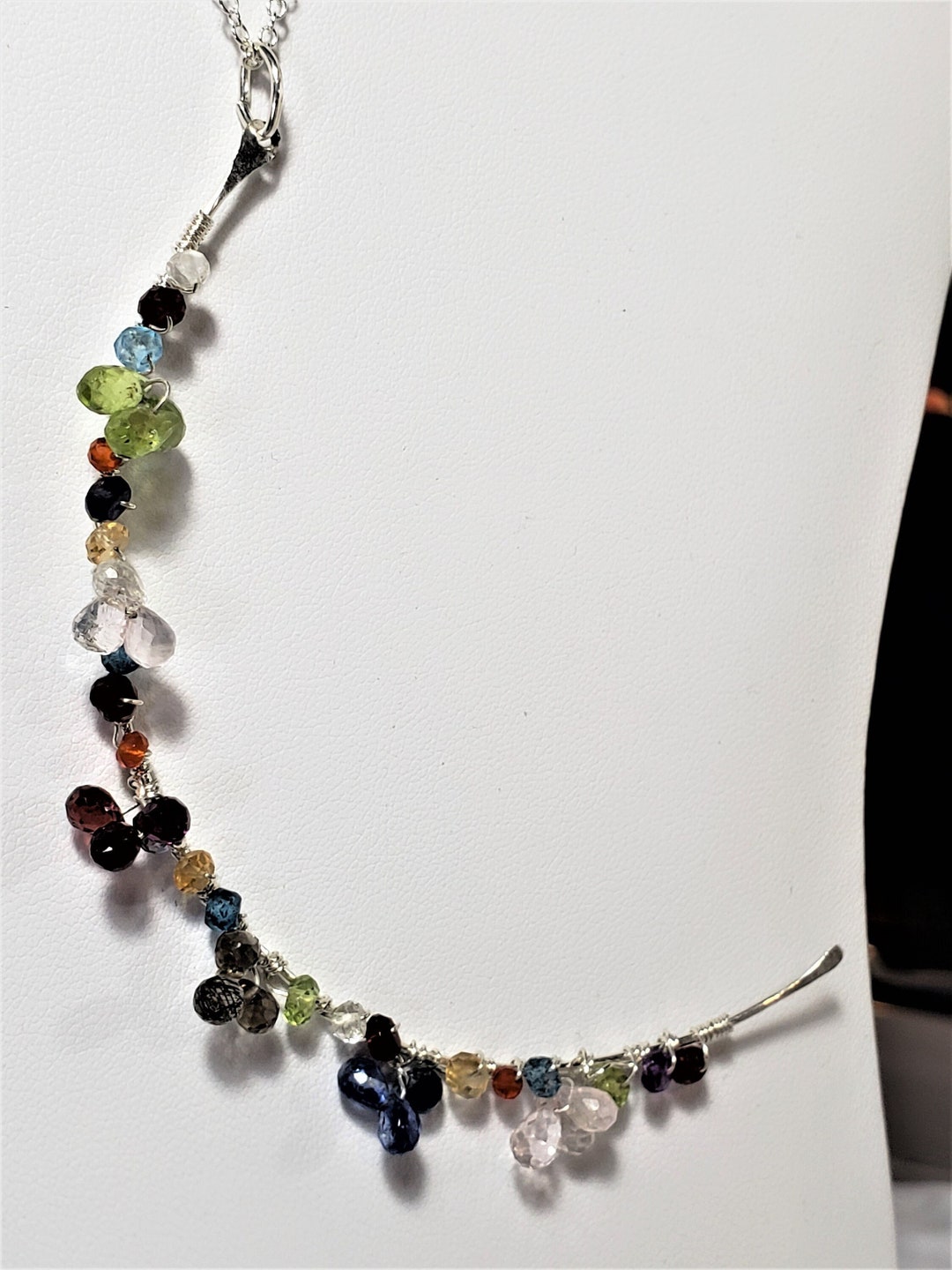 Jeweled Crescent Halfmoon With Amethyst Tourmaline Iolite Etsy