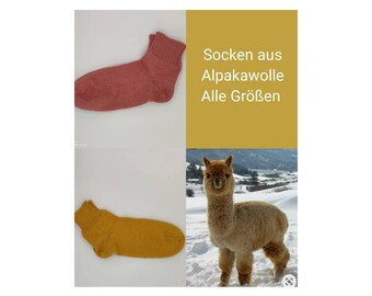 Stricksocken aus Alpakawolle und Schurwolle .