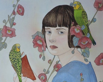 Sister - limited edition print of original mixed media painting