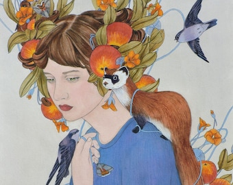 Entwined- limited edition print of original mixed media painting