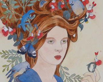 Treasures of the Botanist  - limited edition print of original mixed media painting