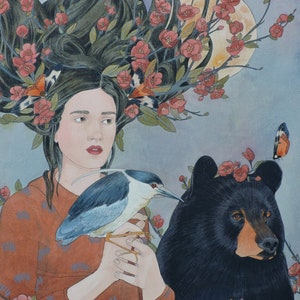 Whisper from the Night Heron- limited edition print of original mixed media painting