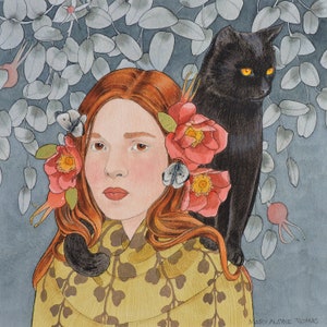Sheltered by Roses- limited edition print of original mixed media painting