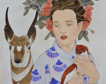 Ready to Leap - limited edition print of original mixed media painting