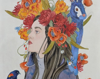 The Garderner- limited edition print of original mixed media painting