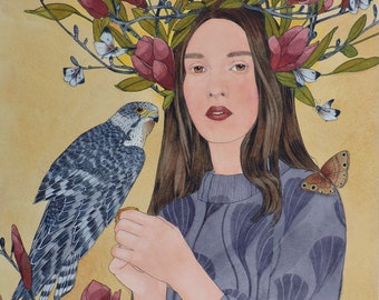 The Hawk Shares its Secrets- limited edition print of original mixed media painting