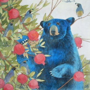 The Pomegranate Thief- limited edition print of original mixed media painting