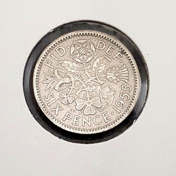 Great Britain 6 pence coin. lucky six pence. wedding sixpence. 1953-1967 circulated coins. Wedding gift. Bride gift.