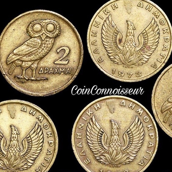 Vintage 1973 Greece OWL of ATHENA COINS. Owl coin. Phoenix coin. Bronze coin. Collectible coin. Coins for crafts. Wholesale coins.