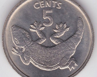 Vintage 1979 Kiribati 5 Cent Coin: Tokai Lizard Collectible