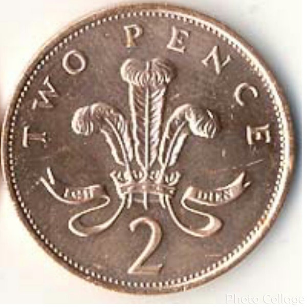 Coin Connoisseur - Great Britain 2 pence coin - Copper coin - Prince of Wales - like uncirculated