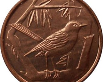 Coin Connoisseur - Cute copper Thrush bird coin from the Cayman Islands - KM87a - uncirculated