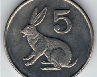 Coin Connoisseur - Rabbit coin from Zimbabwe - KM2 - 5 cents - Hare - uncirculated condition