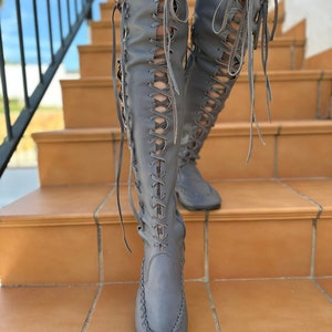 High gray boots deals