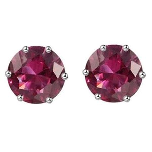 July Birthstone .7 Carat Ruby Stud 4mm Earrings .925 Sterling