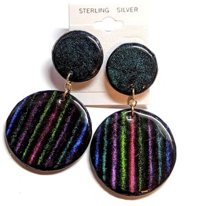 Rainbow Stripes Polymer Clay Earrings