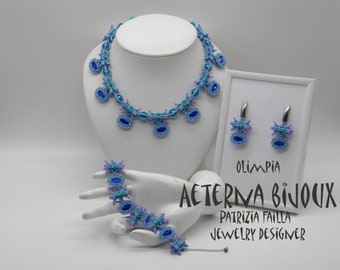 Olimpia set, beaded set, necklace, bracelet, earrings, beadwork, beads, jewels, lewelry set