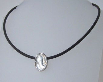 Silver nugget pendant unique solid silver pendant, contemporary Scandinavian design earrings