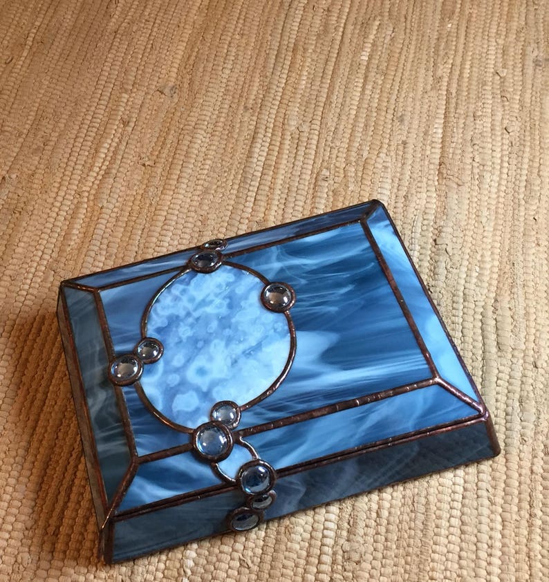 Stained Glass Box 275 Steel Blue Etsy