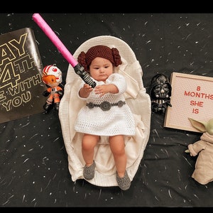 Princess Leia Baby Set (dress,shoes,hair)
