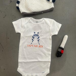 Ahsoka Tano Baby Set (“I Am No Jedi” onsie/hat/mini lightsaber) image 6