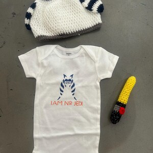 Ahsoka Tano Baby Set (“I Am No Jedi” onsie/hat/mini lightsaber) image 8
