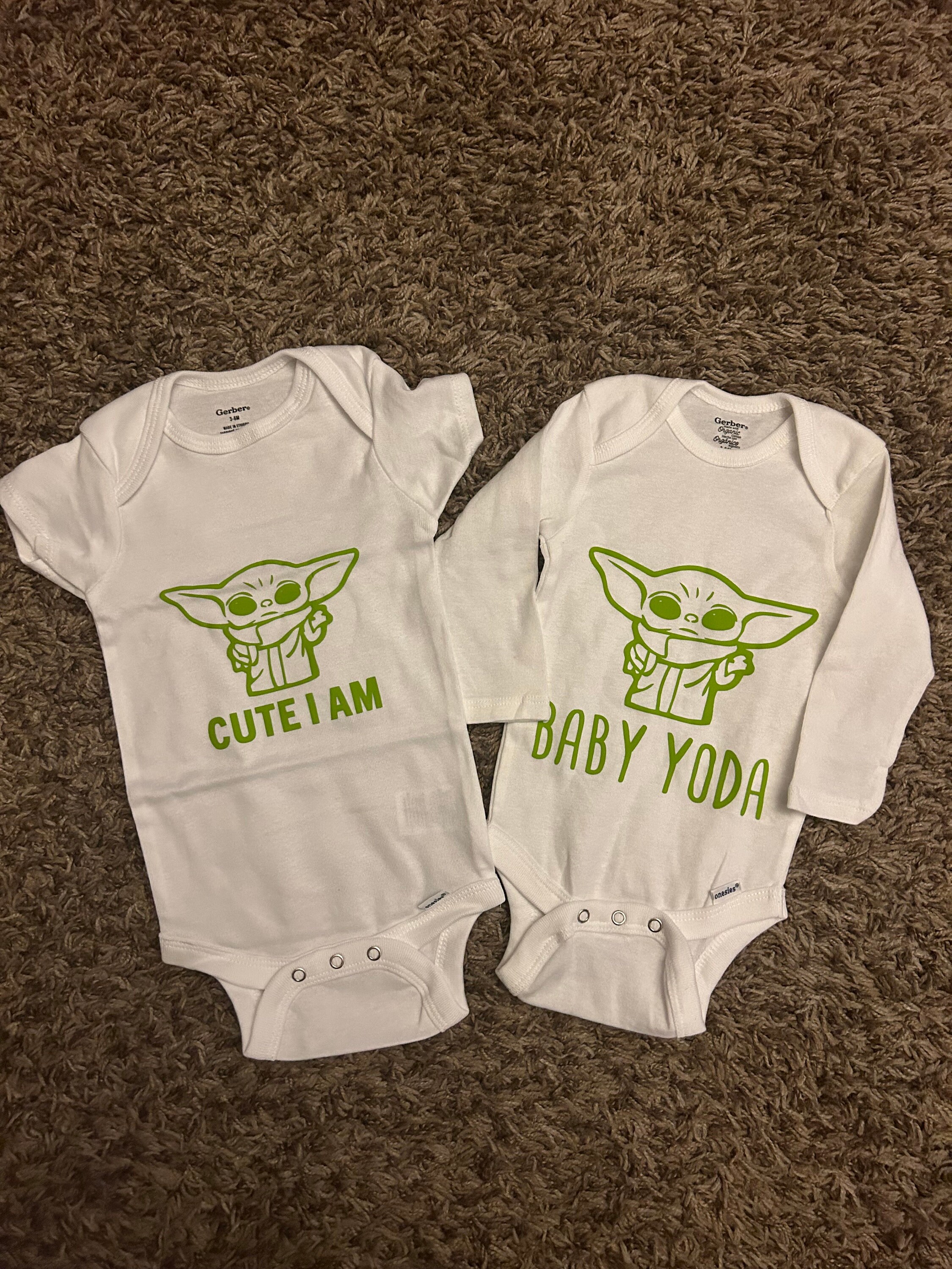 Yoda/Grogu Baby Set ("Cute I Am" onsie, "Baby Yoda" onsie)